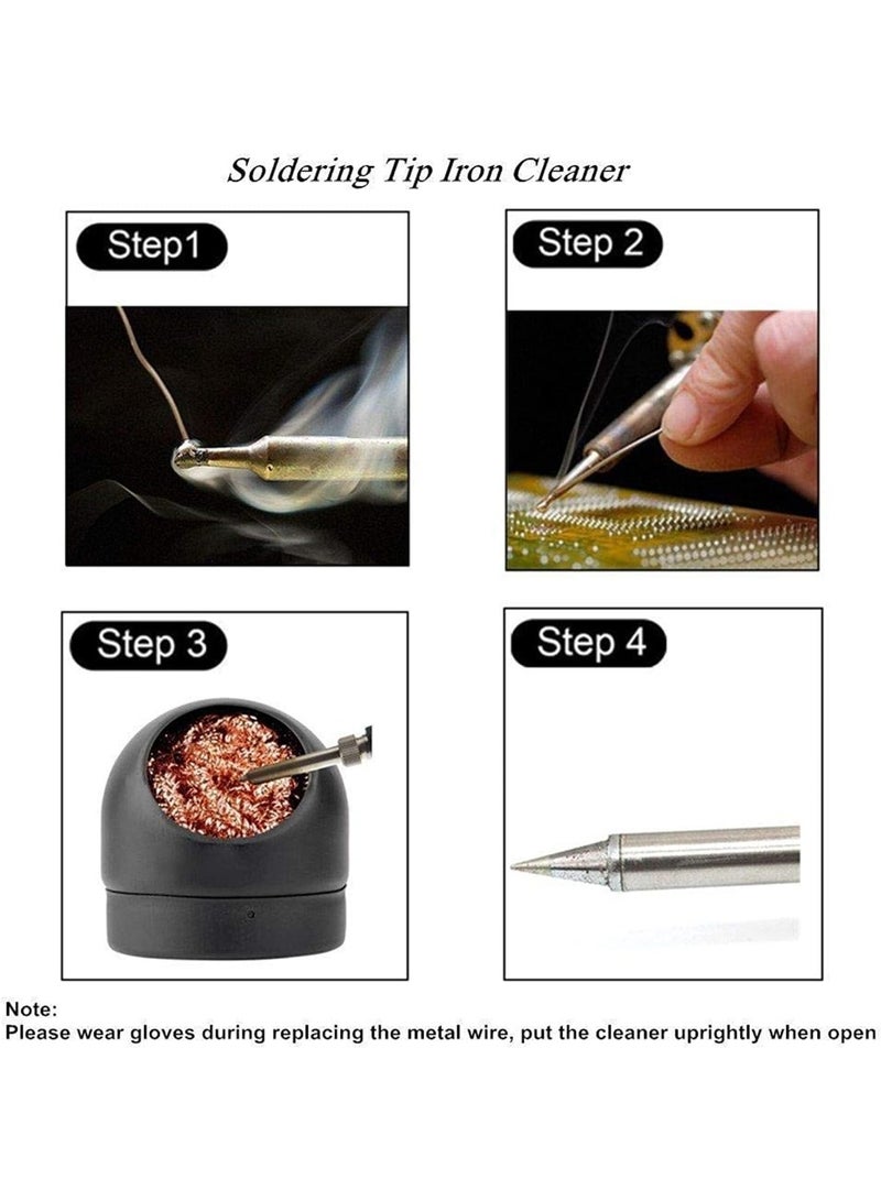 Soldering Tip Iron Cleaner Kit – Brass Wire Solder Tip Cleaning Ball with Base Holder, No Water Required, Tip Cleaner for Soldering Iron - Image 4